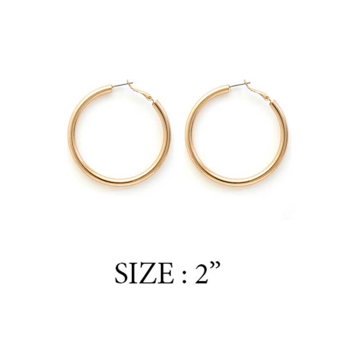 JHP Collection - Wholesale Hoop Earrings - 2 INCHES HOLLOW ROUND HOOP EARRING