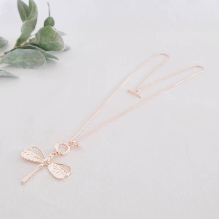 Lillyco AUSTRALIA - Wholesale Pendant/Charm Necklace - Rose Gold Dragonfly Necklace - Short or Long