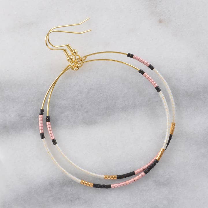 Libby & Smee - Wholesale Dangle Earrings - Large Gold Beaded Dangle Hoop Earrings30