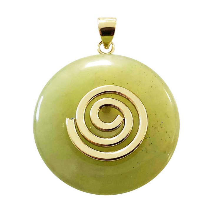 France Mineraux - Vendita all'ingrosso Ciondolo/pendente - Ciondolo in giada verde - PI cinese o ciambella 30 mm