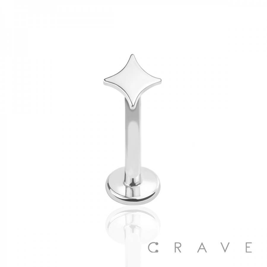 CRAVE - Wholesale Stud/Post Earrings - INTERNALLY THREADED KITE SHAPE TOP 316L SS LABRET STUD1