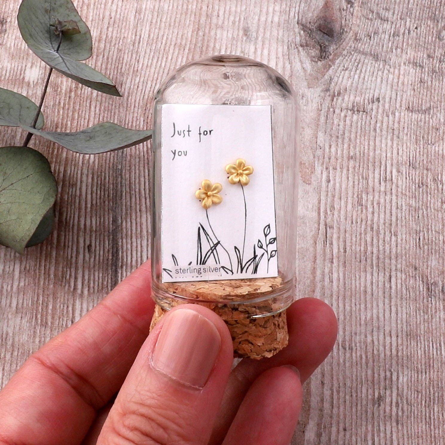 Attic creations – wholesale Stud/post earrings – TT51063 'Just for you' cutie flower gold0