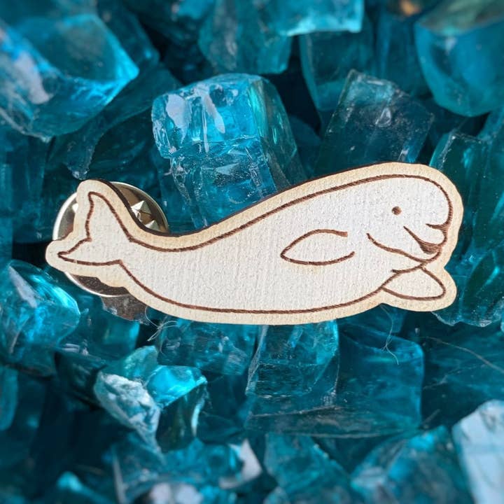 Beluga Wal Umweltfreundlich Holz Pin für den Großhandel von Fin Pin Shop