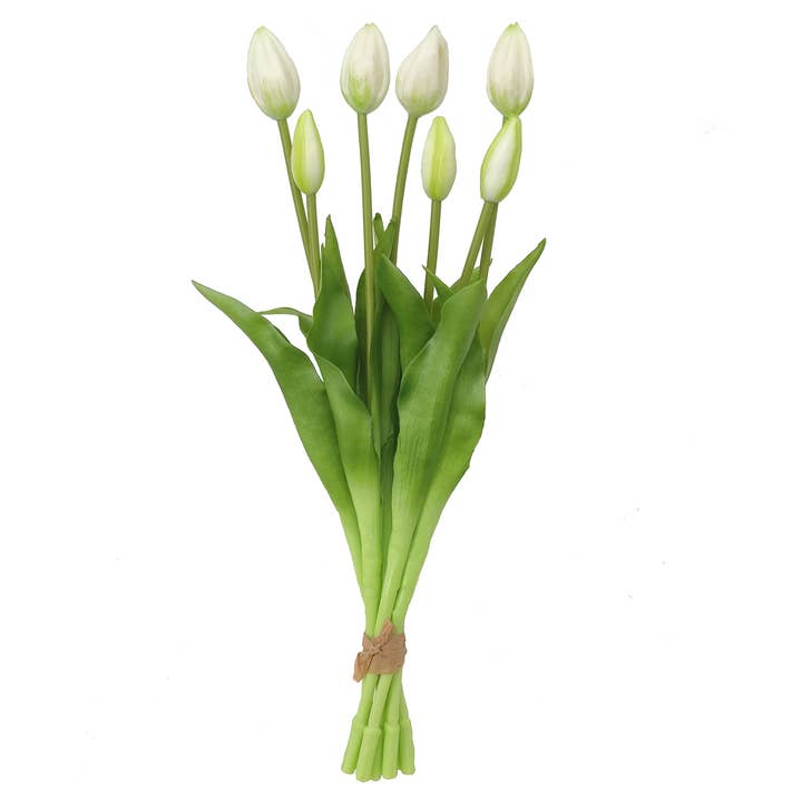 Ramo de tulipanes con 7 tulipanes de plástico, crema verde (H) 44cm para venta al por mayor de Wurm