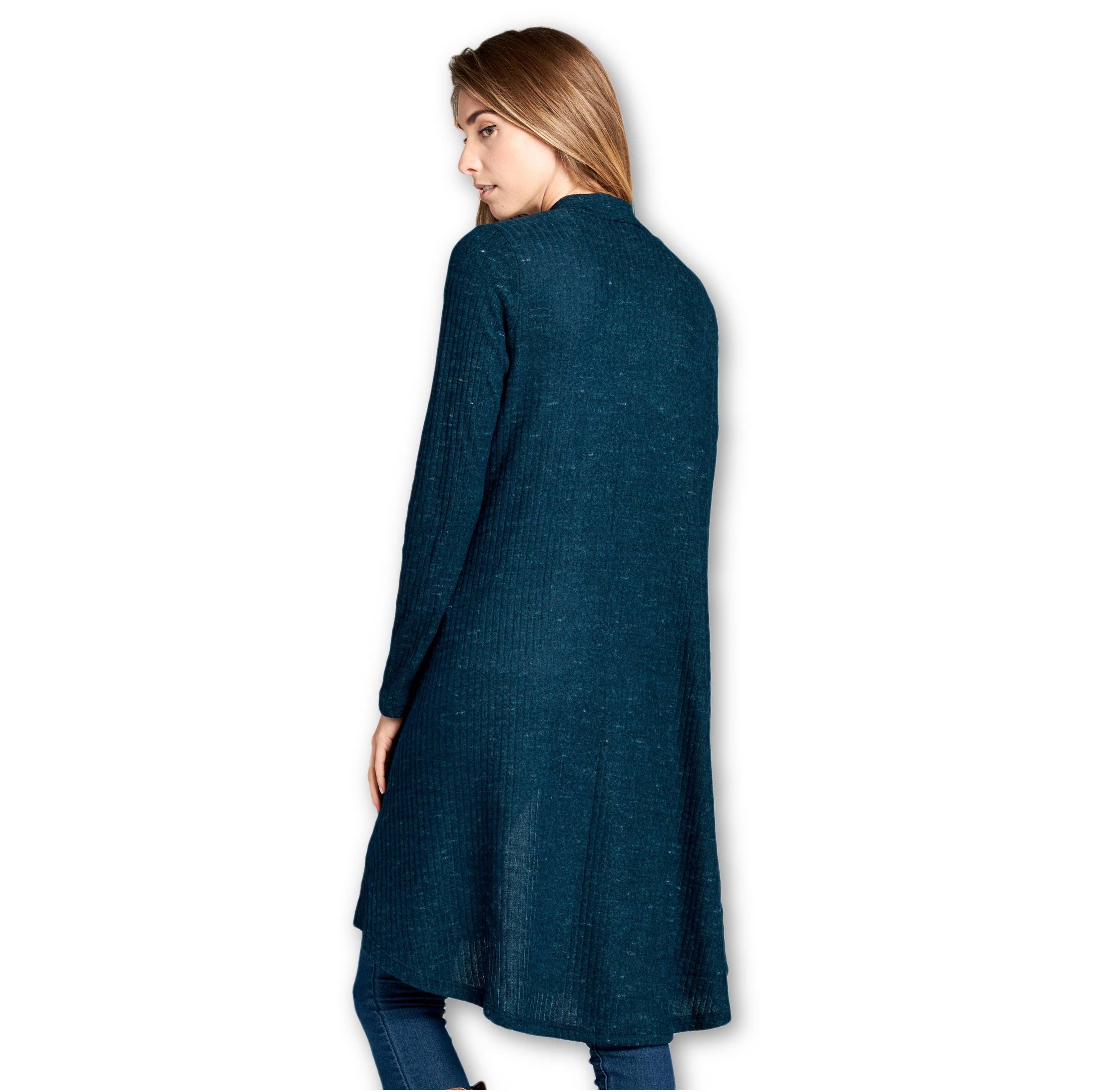 LKLUV - Wholesale Cardigan - Women's - Made in USA-Open Front Knit Long Sleeve Rib Sweater Cardigan3