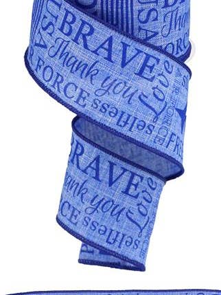 2.5"X10YD AIR FORCE ON ROYAL BURLAP - BLUE/BLUE - RG0190003 for wholesale by General Wholesale Inc