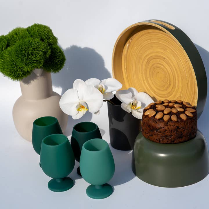 porter green | style + sustainability - Wholesale Wine Glass - Holiday Mistletoe | Stemm |Silicone Unbreakable Wine Glasses