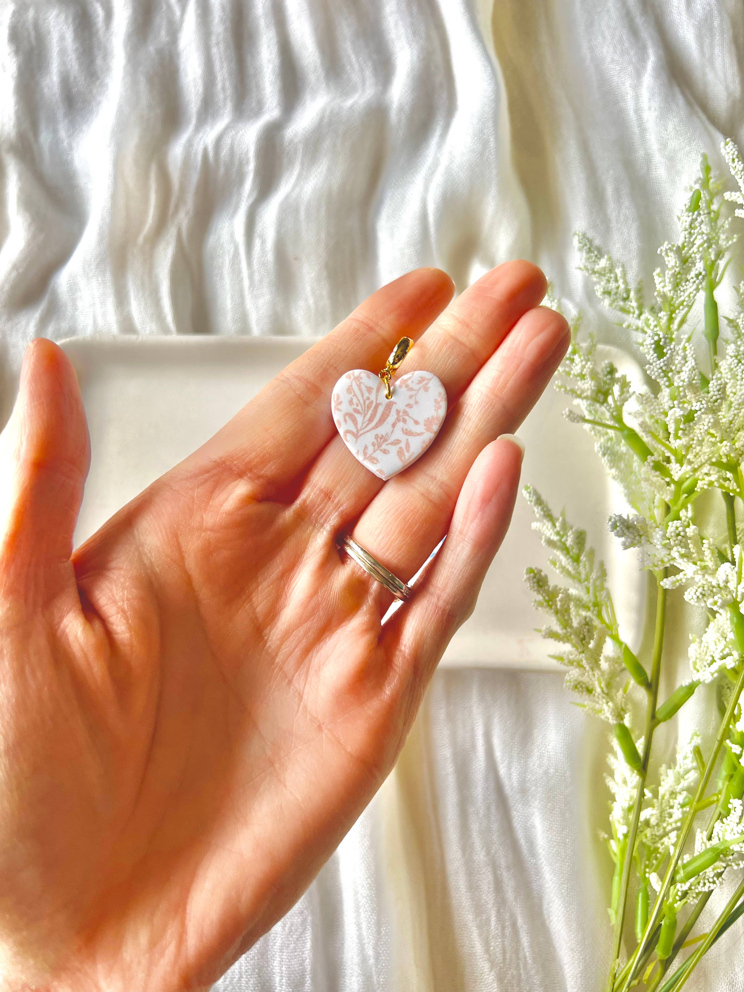 SeizeTheClayJewelry – wholesale Dangle earrings – Floral Heart Earrings, Orange Heart Earrings, Blue Hearts7