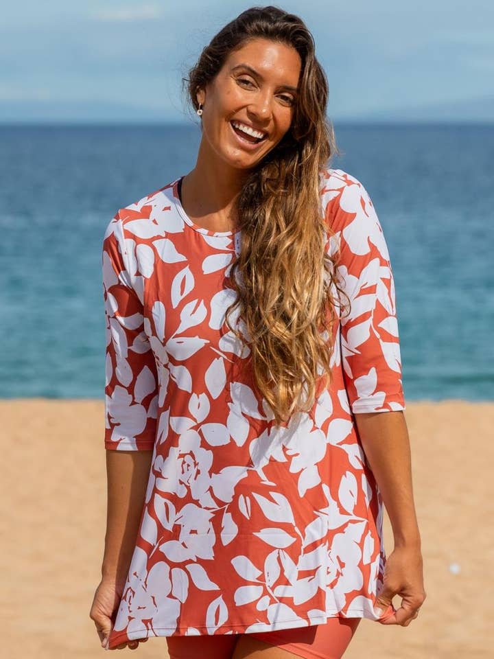 Calypsa - Wholesale Swim Top - Women's - Gia 3/4 Sleeve UPF 50+ Swim Tunic