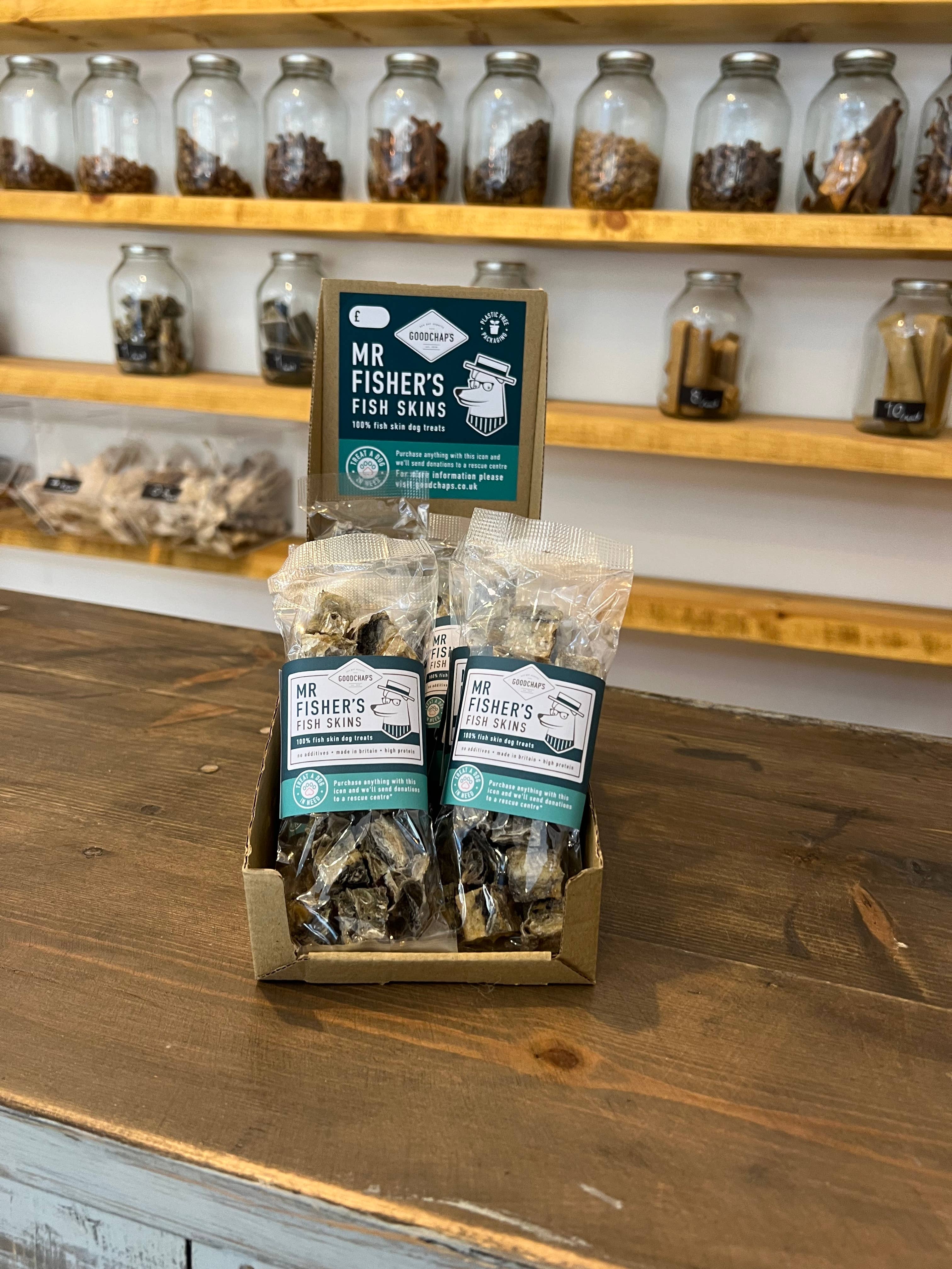 Goodchap's – snacks e guloseimas - Cão por atacado – Peles de Peixe do Sr. Fisher | Guloseimas Naturais para Cães2