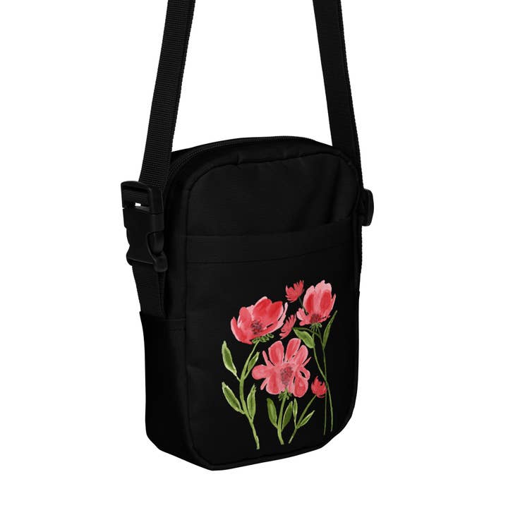 Sac bandoulière bouquet rouge pour la vente par Jodi Reagan Designs