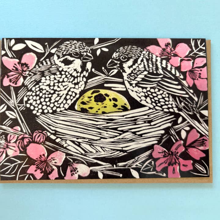 Uccelli nel Nido 10x15 cm Cartolina di Auguri Vuota Stampata Digitalmente per la vendita all'ingrosso da parte di Kathie Studio