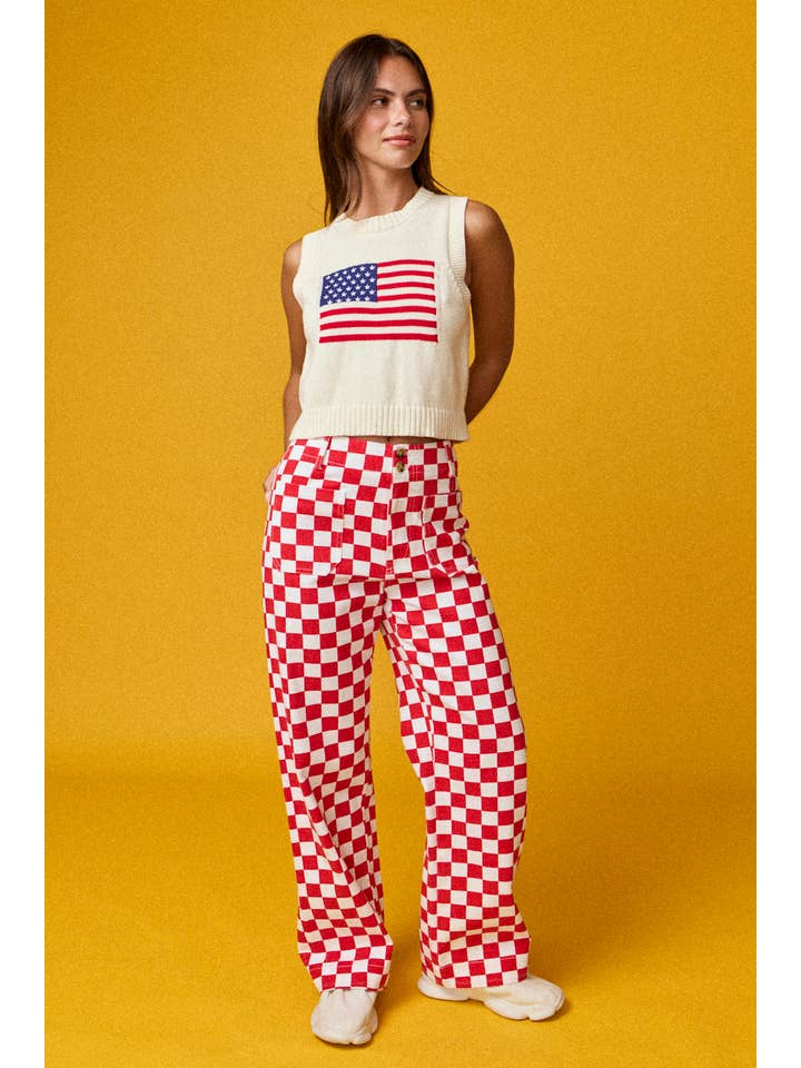 Papermoon - Wholesale Pants - Women's - PP16140-4 - Demi Checkered Bottoms w Elastic Band16