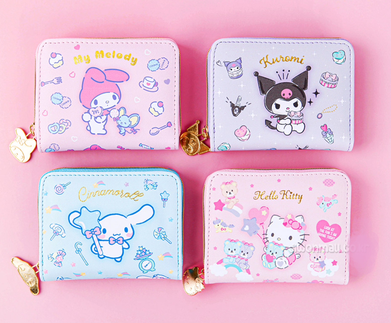 K-Wonderland – wholesale Wallet – Women's – Sanrio Characters Gold Zipper Charm Wallet Card Money Pouch7