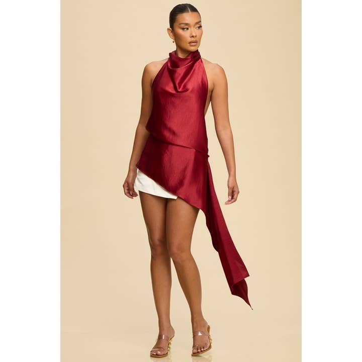 HALTER UNEVEN HEMLINE TUNIC TOP for wholesale by Luxxel