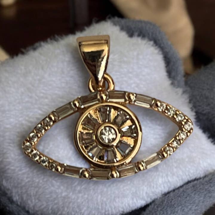 Divina Jewelry & Accessories LLC - Wholesale Individual Charm/Pendant - Evil Eye Theme with CZ Stones 18k Gold Electroplated Pendant1
