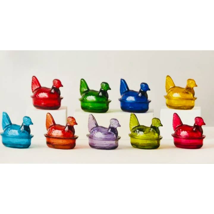 Kitchen One - Wholesale Decorative Plate/Dish/Bowl - Nesting Hen Bowl - SAPHIRE BLUE | Hand Blown Glass 6