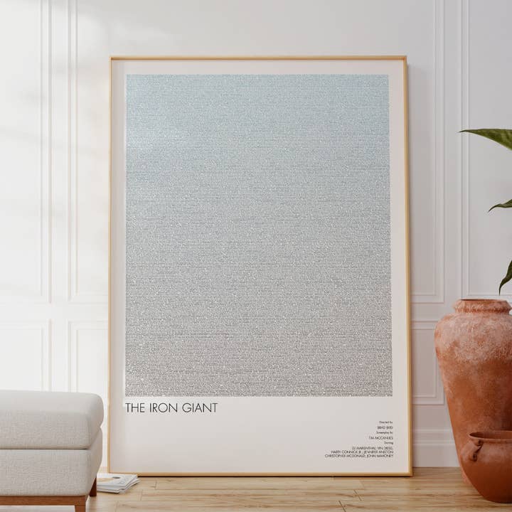 Pôster Minimalista do Roteiro Completo do Filme O Gigante de Ferro por atacado de Fade Out Prints