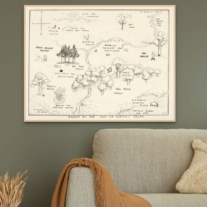 August Print Shop - Wholesale Art Print - 100 Acre Wood Map Neutral1