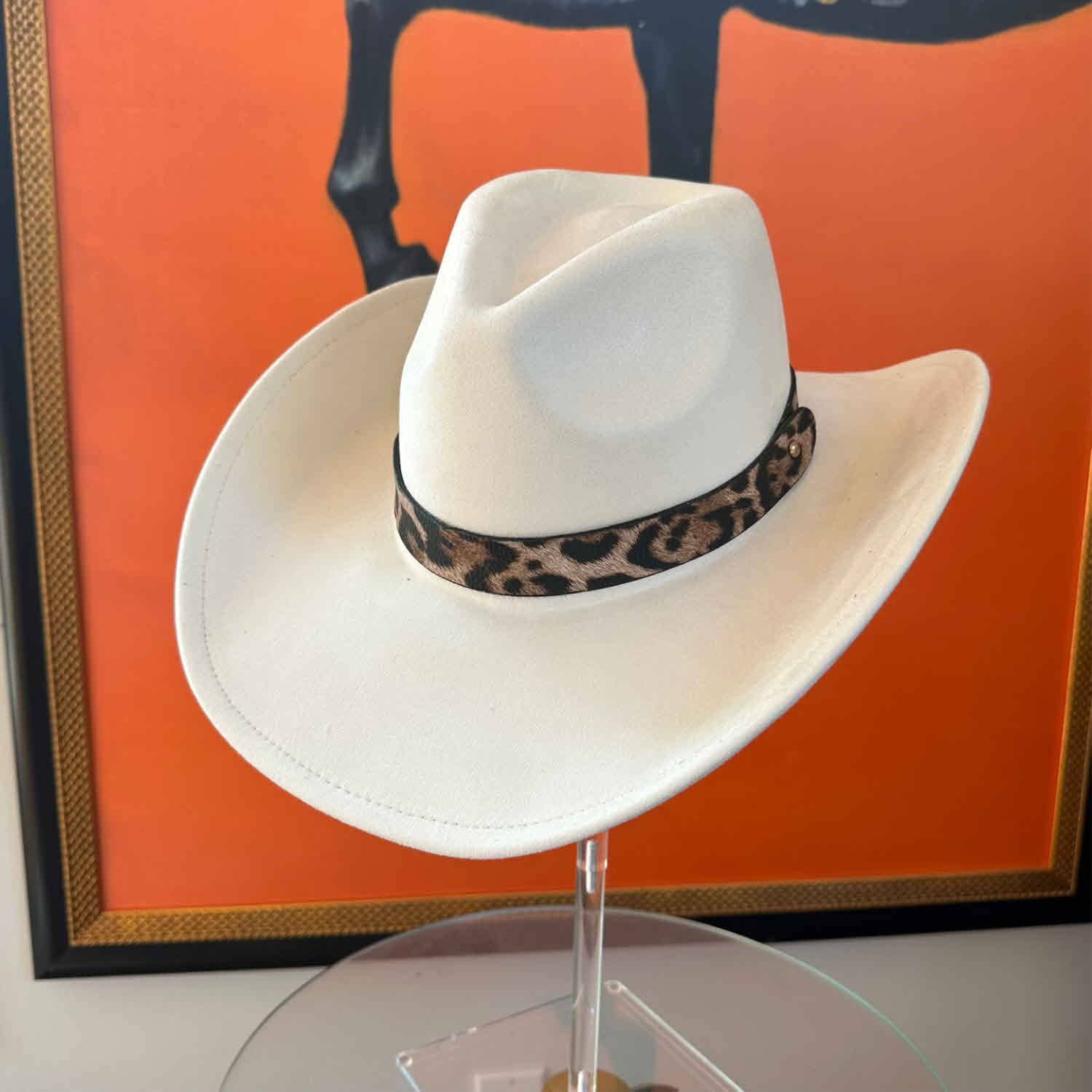 Bella Betty - Wholesale Cowboy Hat - Women's - Fashion Vegan Suede Cowboy hat  W/ Leopard Belt 11