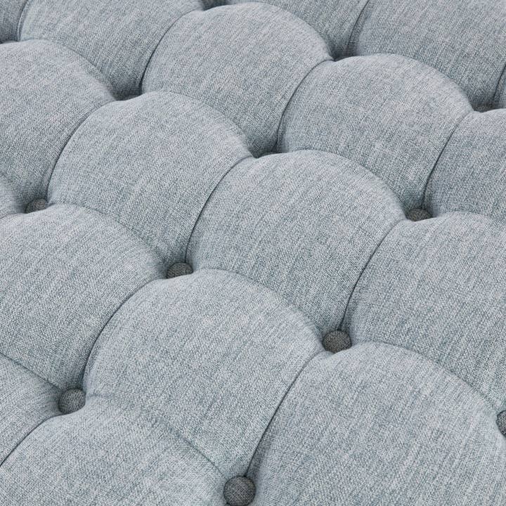 Olliix - Wholesale Ottoman - 32" Light Blue Skirted Button Tufted Round Ottoman