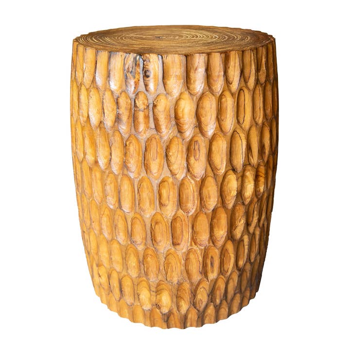 Teak Round Stool with Finishing Rustic for wholesale by Copper Art