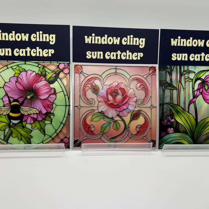 Cosmic Artware - Wholesale Suncatcher - Stained Glass Vinyl Window Cling, Pink Lady Slipper8
