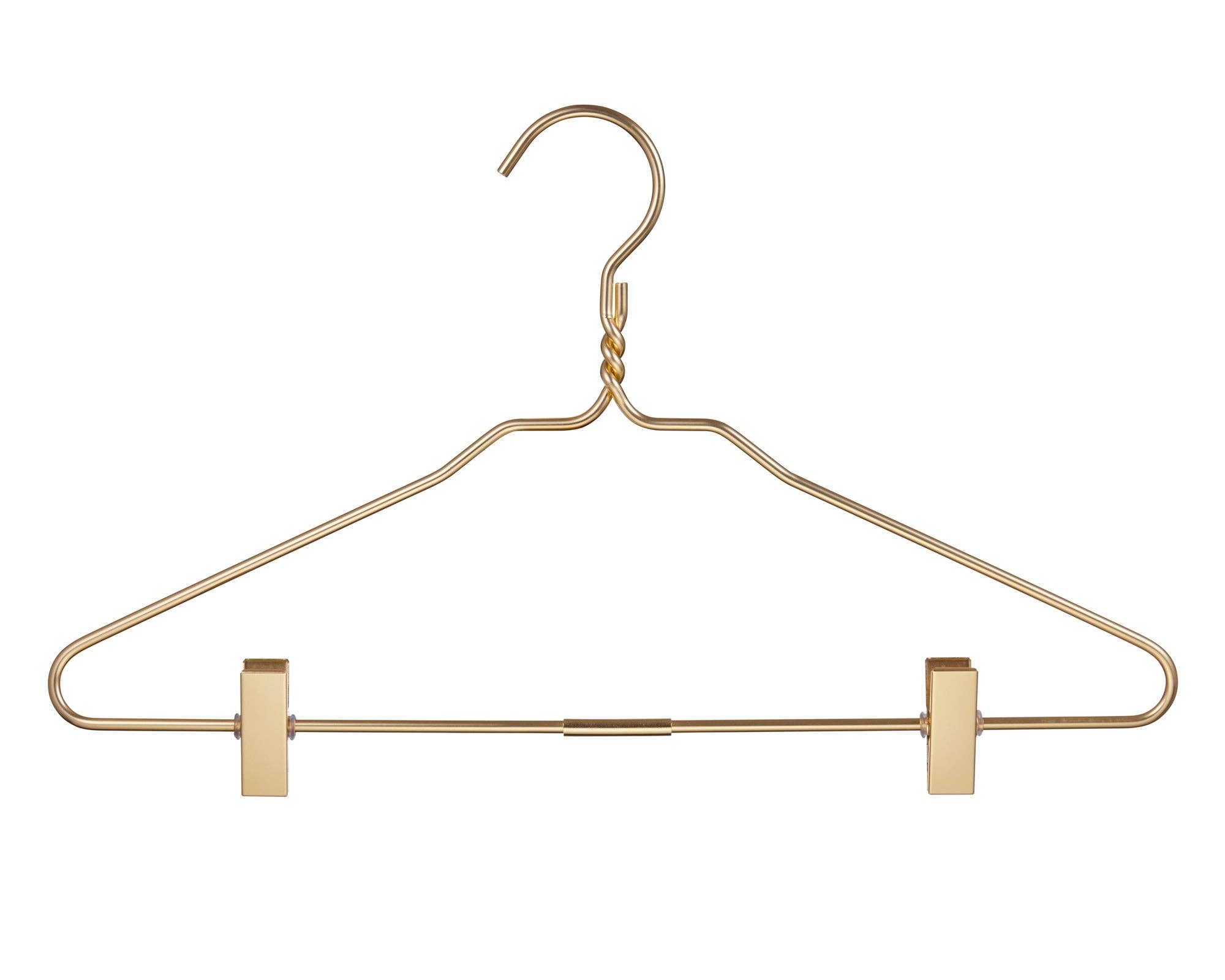 DEILSY - Vente Cintres - Cintres en aluminium doré avec pinces (5 pièces par emballage)2