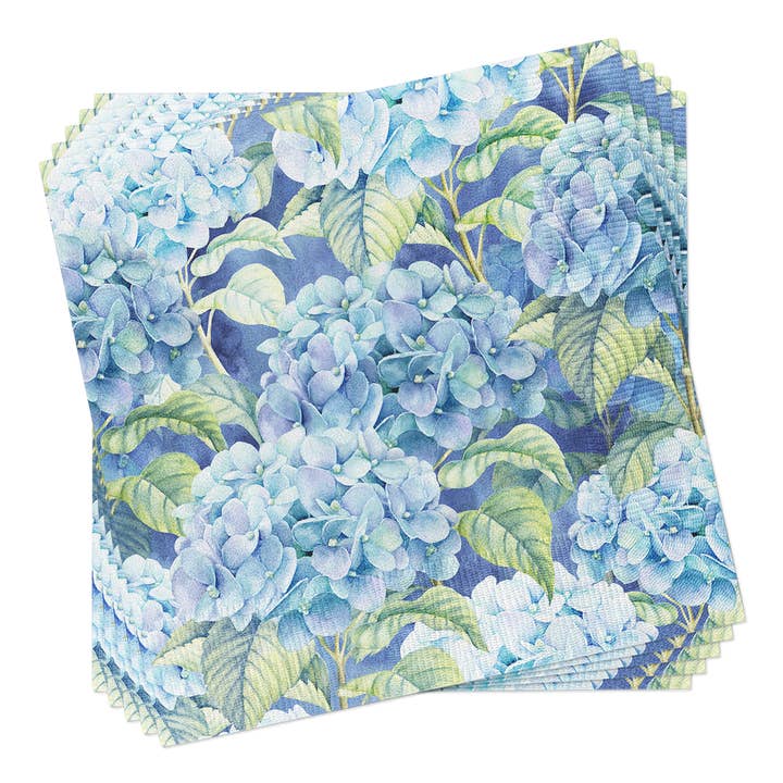 European Excellency - Wholesale Disposable Napkin - Blue Hydrangea Napkins - Floral Paper Napkins