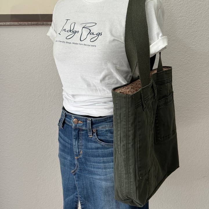 Indigo Bags - Wholesale Tote Bag - Women's - Anthropologie Upcycled Utility Jean Tote Bag - earthy ditsy5