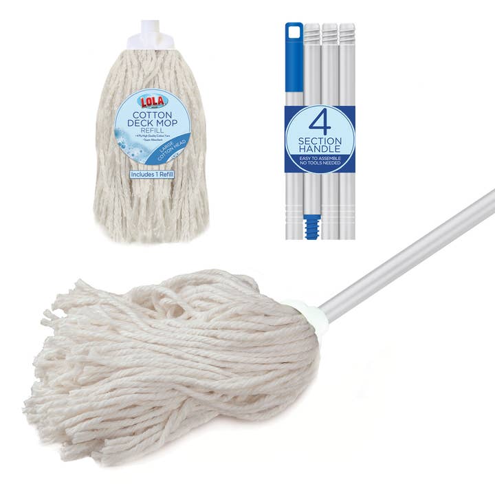 Cotton Deck Mop with 4-Ply Yarn and 2 Heads for wholesale by LOLA