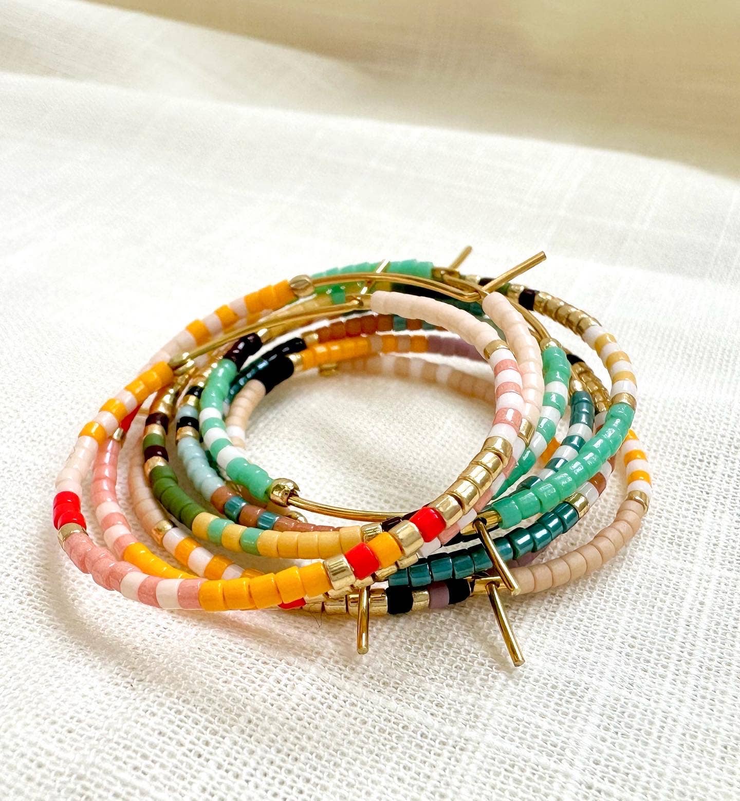 Ocean Breakup – wholesale Hoop earrings – Bright Beaded Gold Hoops Earrings2