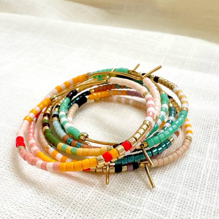 Ocean Breakup – wholesale Hoop earrings – Bright Beaded Gold Hoops Earrings2