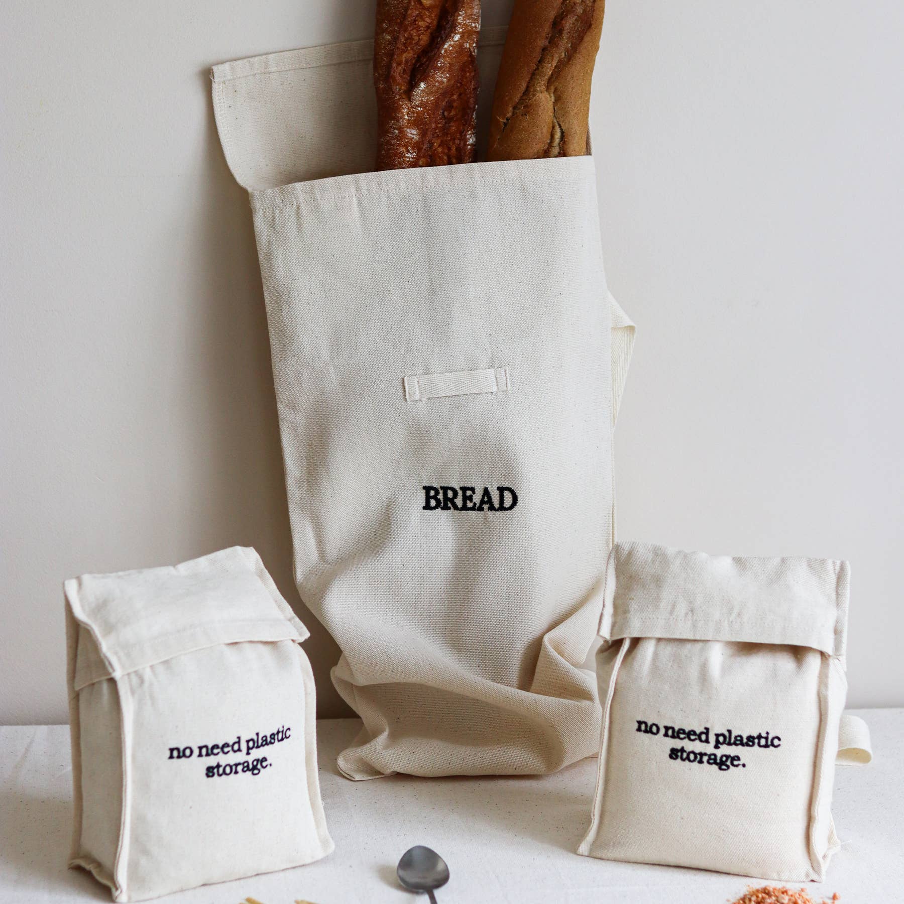 Beige & Stone USA – wholesale Livsmedelsförvaring omslag/väska – Canvasbomull Naturlig Portabel Brödpåse4