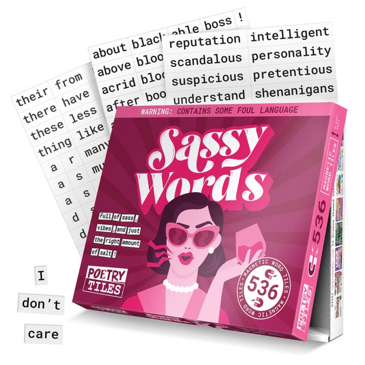 Poetry Tiles Sassy Words Themed Kit - 536 Word Magnets for wholesale by Upgraded Us