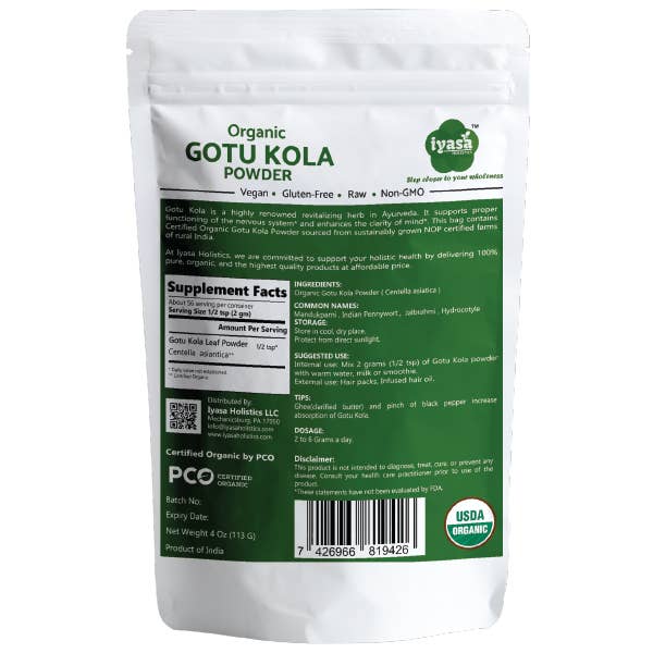 Iyasa Holistics – wholesale Protein/superfood powder – Organic Gotu Kola Powder2