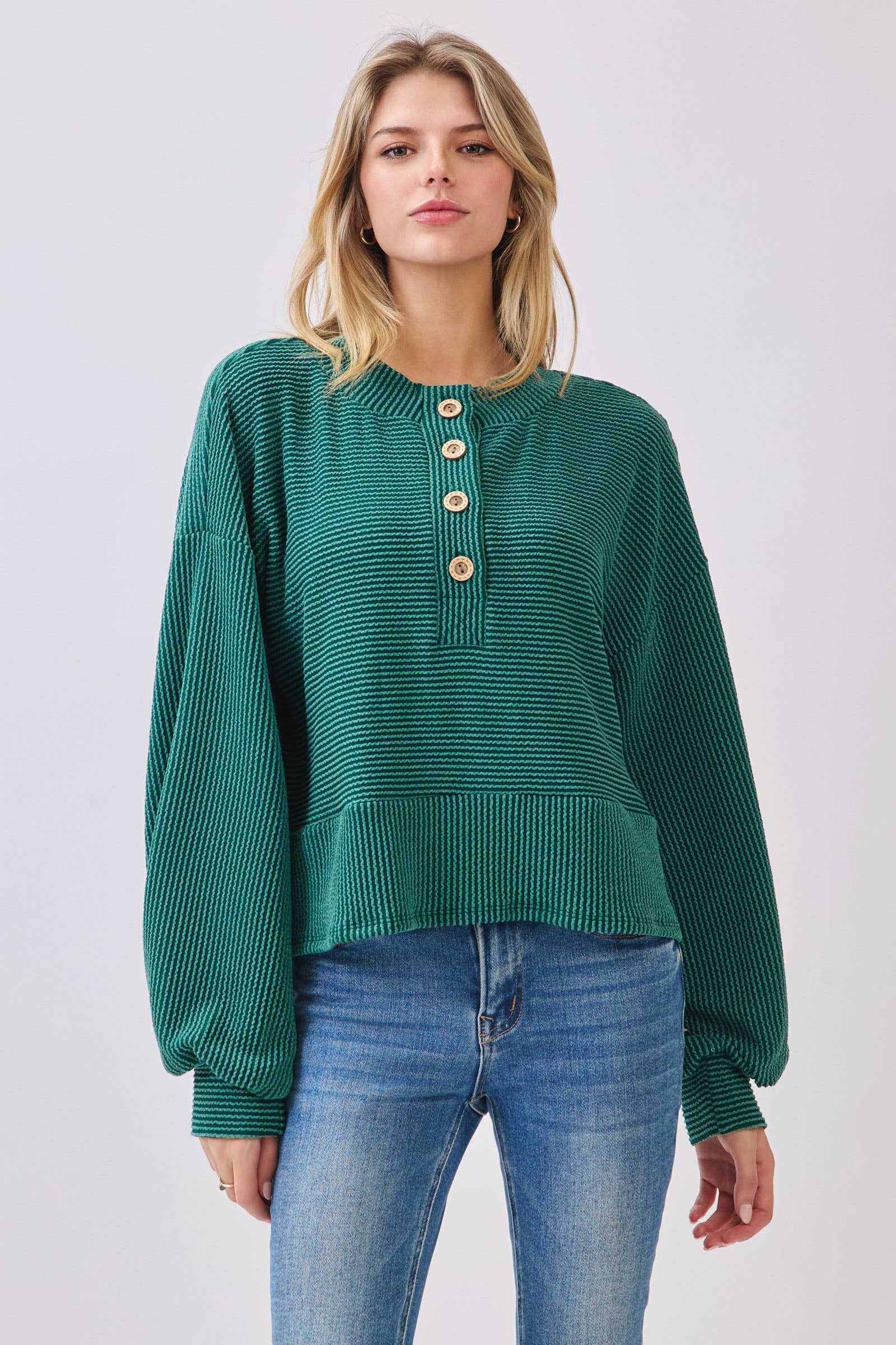 BOMBOM - Wholesale Knit Sweater - Women's - TL2078 Ribbed Button-Up Knit Pullover4