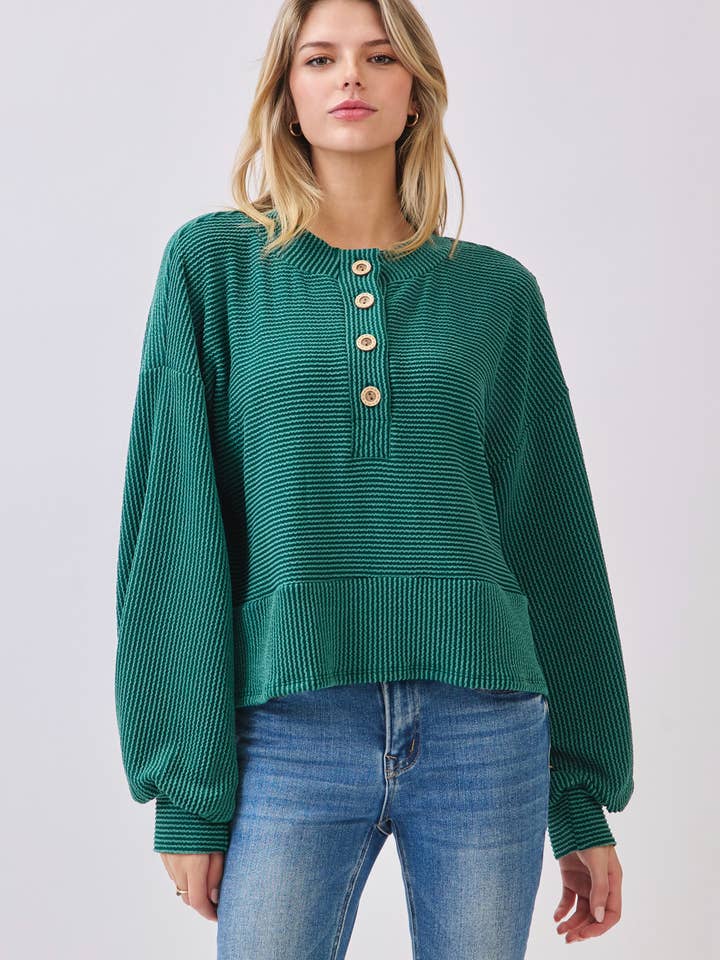 BOMBOM - Wholesale Knit Sweater - Women's - TL2078 Ribbed Button-Up Knit Pullover4