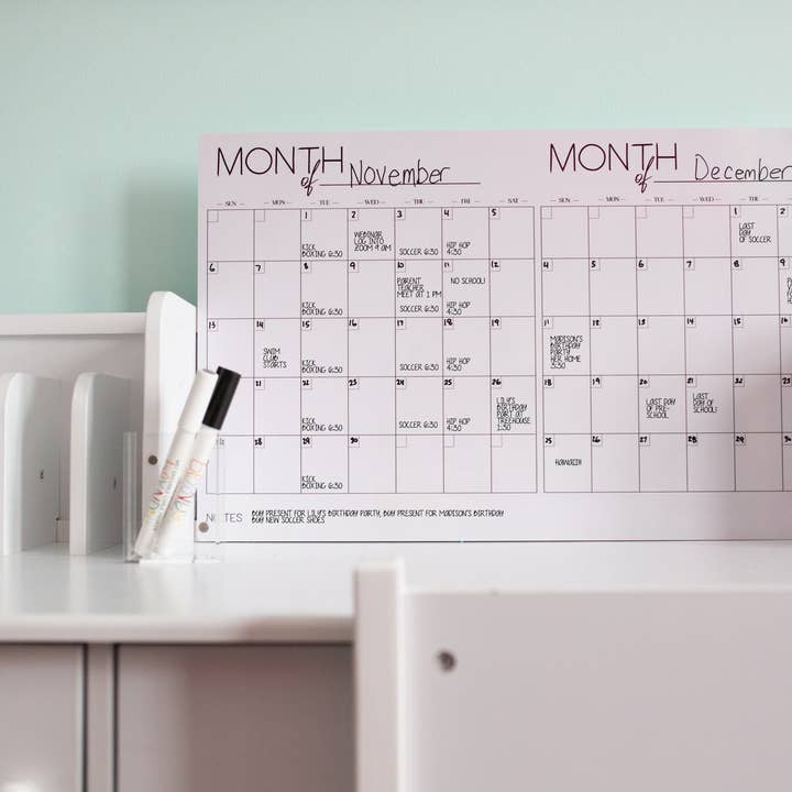 Beyond Measure Boards - Wholesale Whiteboard/Dry-Erase Board - Two Month Erasable Whiteboard Calendar