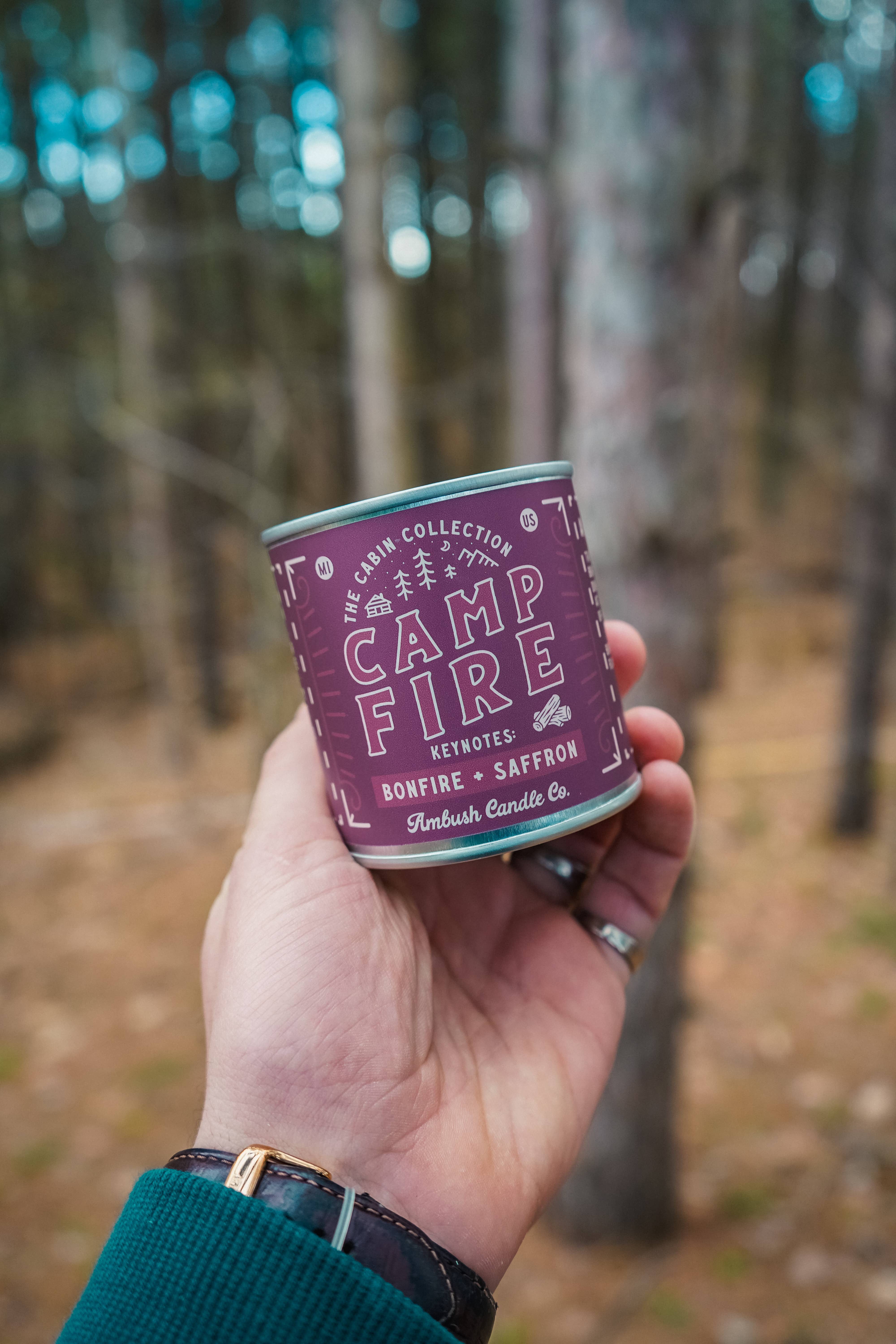 Ambush Candle Co. - Wholesale Travel Candles - Campfire | Bonfire + Saffron 8oz Soy Candle8