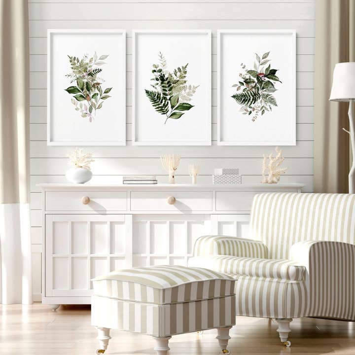 Greenery wall painting | set of 3 wall art prints for wholesale by About Wall Art