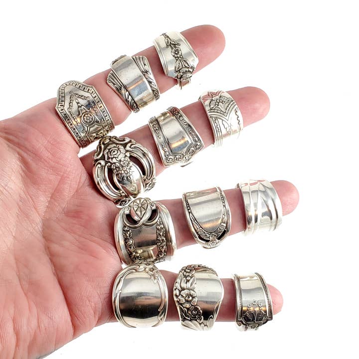 Midnight Jo - Wholesale Band/Stacked Ring - Bulk Lot of 10 Silverplate Spoon Rings - Ready to ship*3