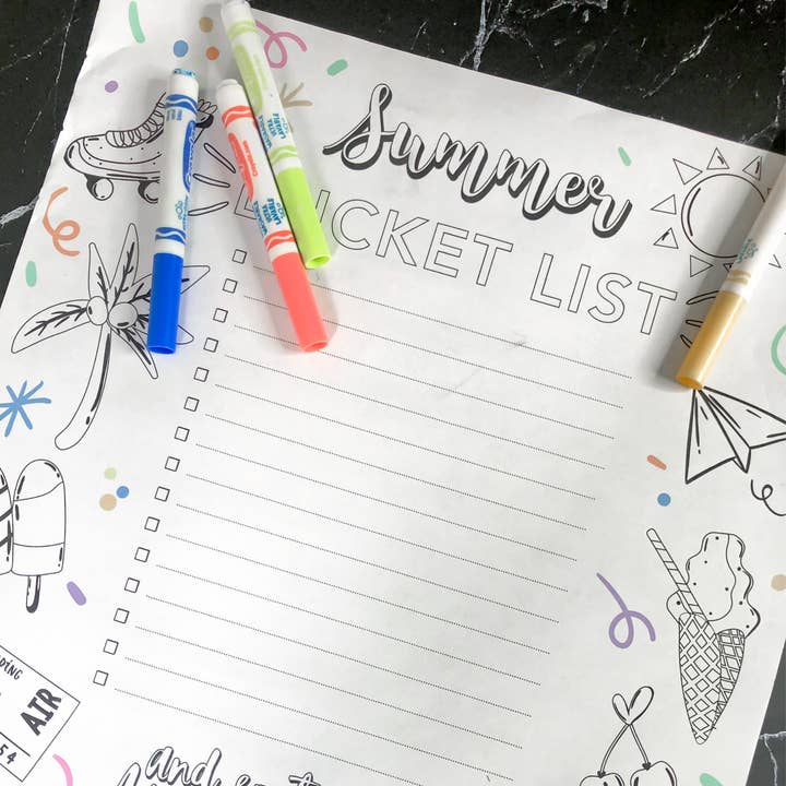 Summer Bucket List Poster Coloring Activity for wholesale by Memory Moments