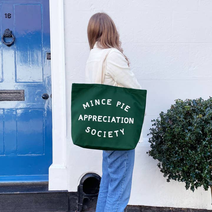 Alphabet Bags - Wholesale Tote Bag - Unisex - Mince Pie Appreciation Society - Forest Green Tote Bag