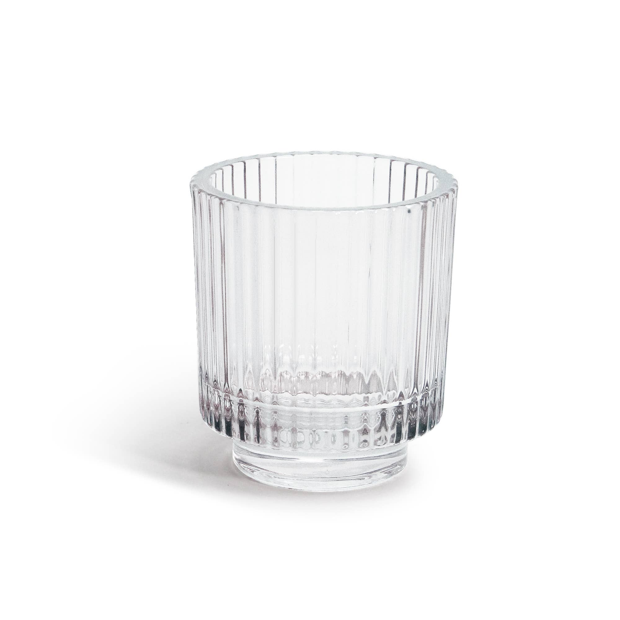 Galore Home – Suporte de vela por atacado – Porta Vela de Vidro Canelado (Altura 10 cm x Diâmetro 9 cm)0