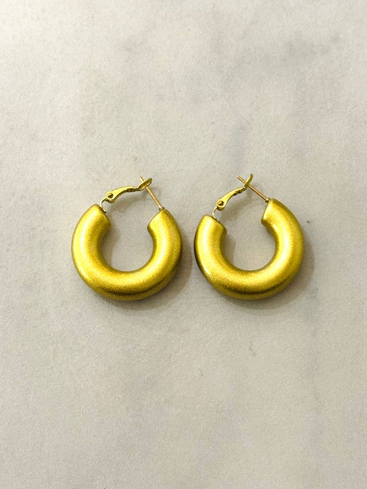 Matte Gold Thick Hoop Earrings for wholesale by Cassette Barcelona