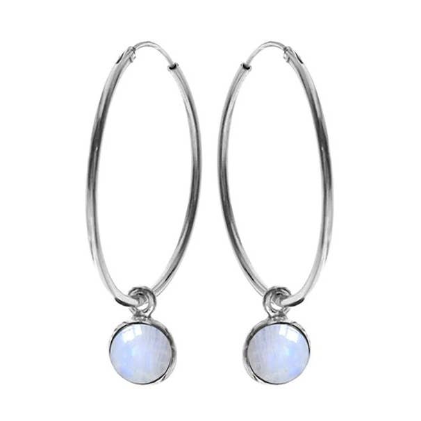 Bridget sleeper round rainbow moonstone for wholesale by Kali Ma Designs - Sterling Silver Jewellery