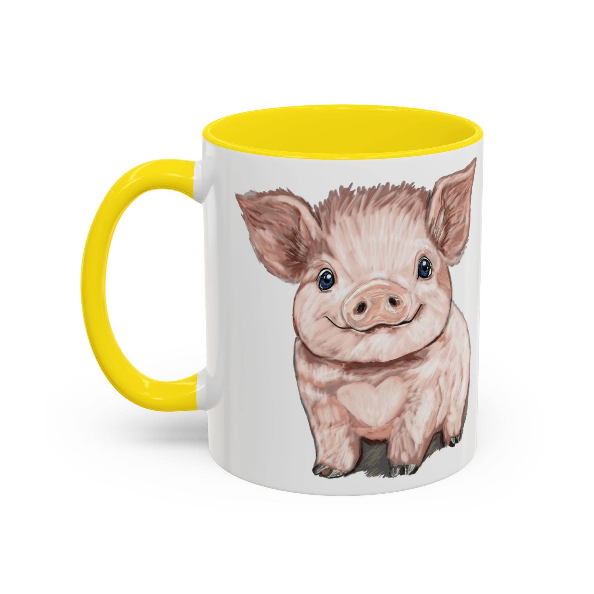 Blue Cava - Wholesale Coffee Mug - Adorable Piglet Two Tone Ceramic Mug - 11 oz & 15 oz39