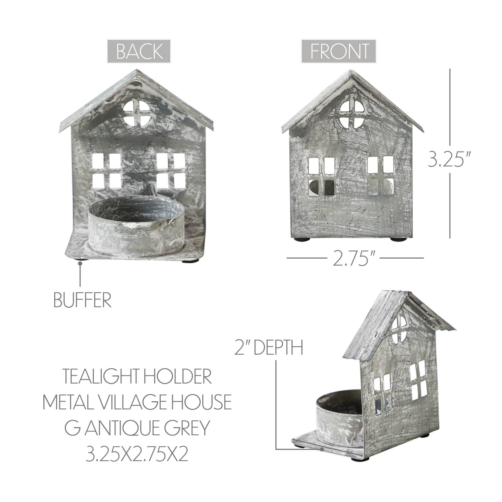 VHC Brands - Wholesale Candle Holder - Tealight Holder Metal Village House G Antique Grey 3.25x2.75x25