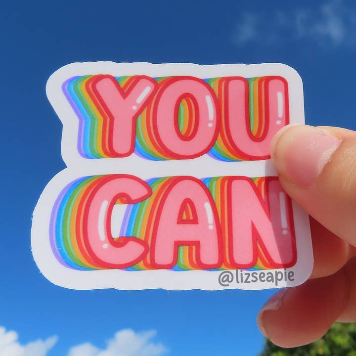 Coloful "You Can" Vinyl Sticker for wholesale by lizseapie